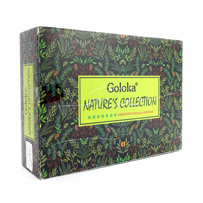 Goloka NATURE'S COLLECTION, Assorted Masala Incense (Ассорти благовоний масала ПРИРОДНАЯ КОЛЛЕКЦИЯ, Голока), набор 12 упаковок.