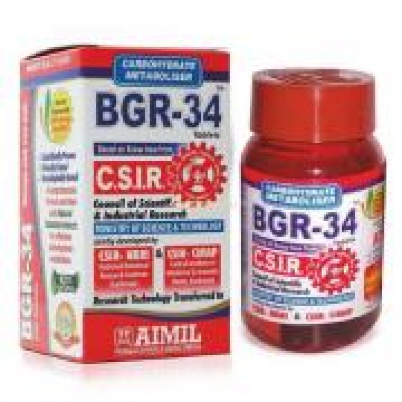 	 Метаболизатор глюкозы в крови БГР-34 - лечении диабета 2-типа (Aimil BGR-34) 100 табл Производитель:Индия