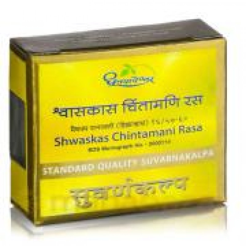 	 Шваскас Чинтамани Раса Shwaskas Chintamani Rasa Dhootapapeshwar - чистые легкие 10 табл. Производитель:Индия