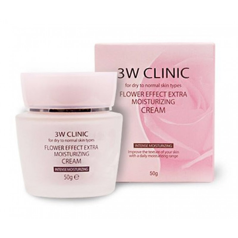 3W Clinic Flower Effect Extra Moisturizing Cream 50 г Увлажняющий крем для лица с цветочными экстрактами