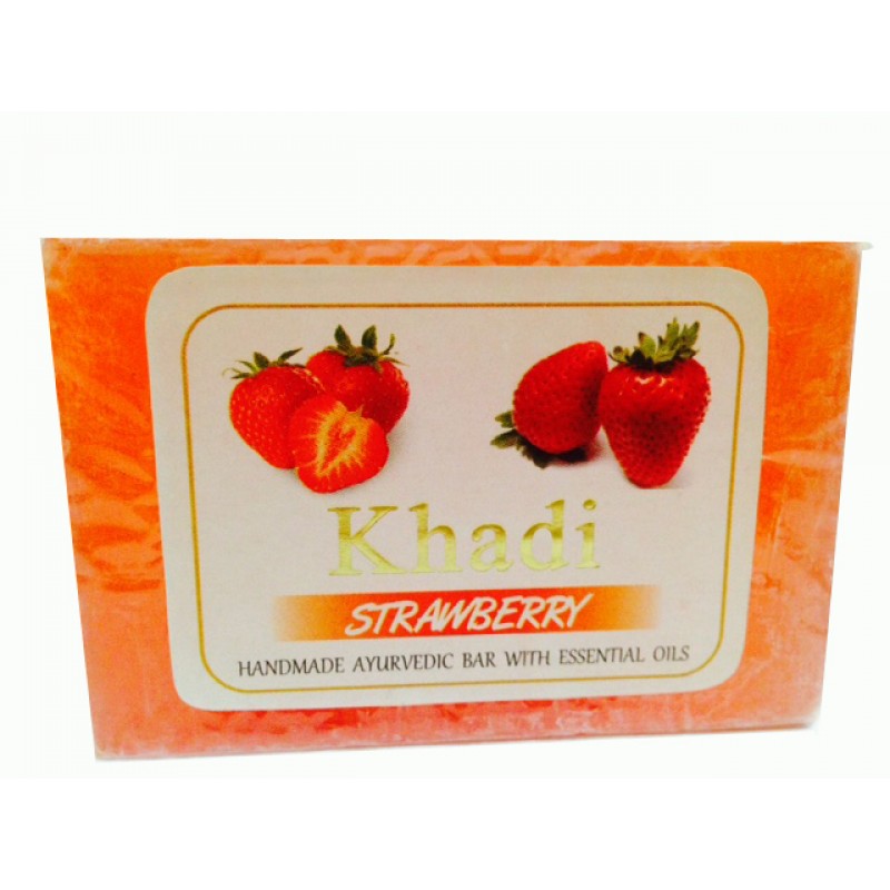 Мыло ручной работы Кхади Клубника Khadi Strawberry soap 125 гр
